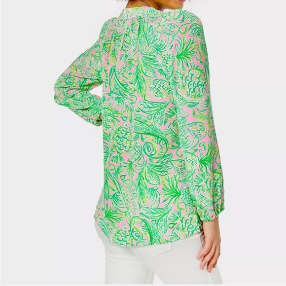 Lilly Pulitzer Elsa Silk Top Mandevilla Baby Fins And Flippers - Picture 3 of 9